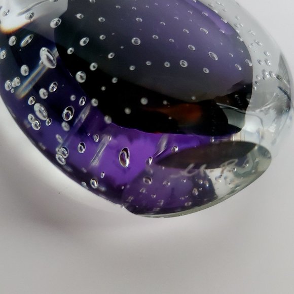 Polish Art Glass Handcrafted & Signed Mouth Blown Violet x Crystal Water Drop - Picture 4 of 7